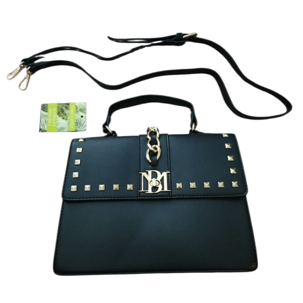 Badgley Mischka Kelly Big Chain Crossbody Bag Black Faux Leather